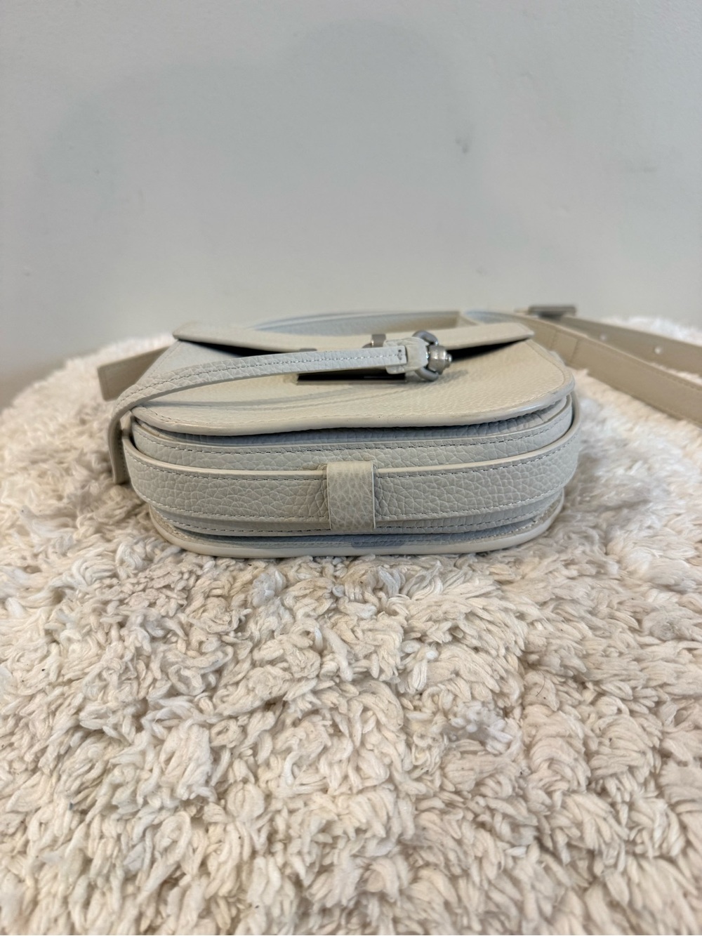 AllSaints Ida Crossbody White Pebbled Leather Bag - Picture 5 of 11